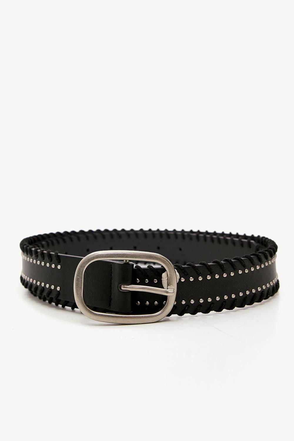 Zwarte riem met zilveren hardware