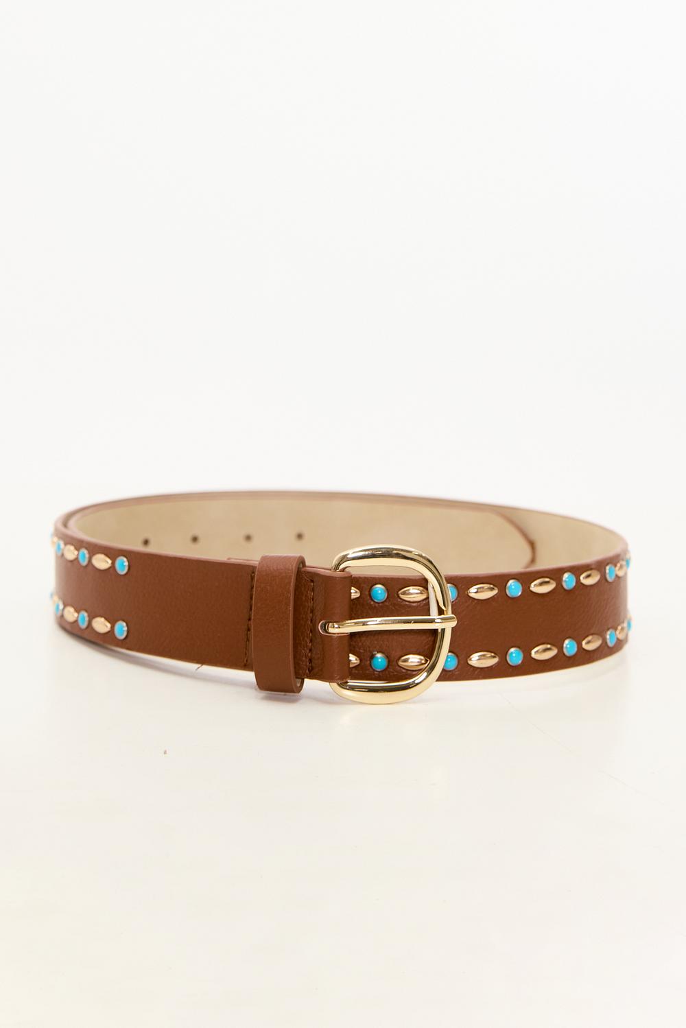 Ceinture brune avec clous et ornements