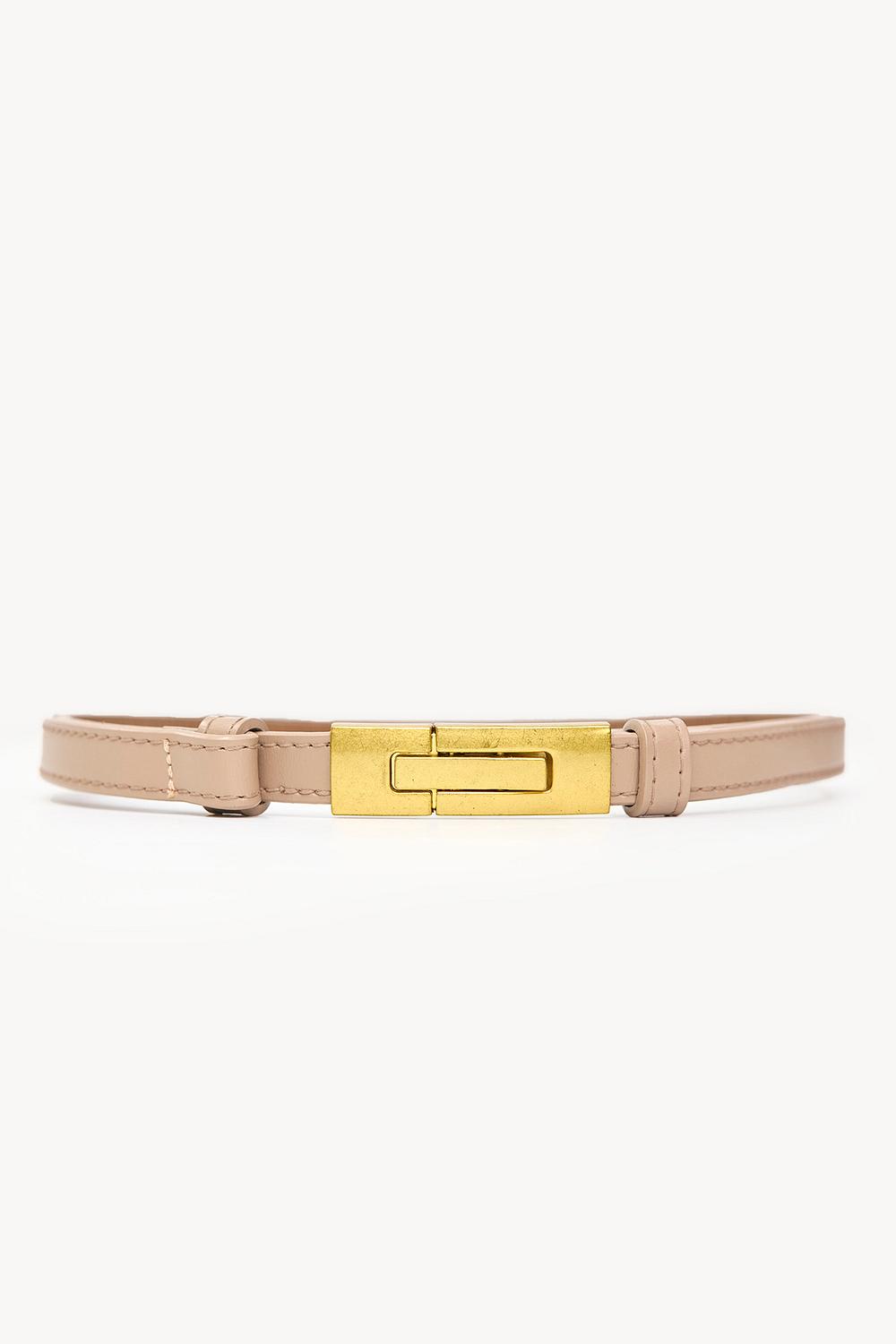 Bruine riem met gouden hardware