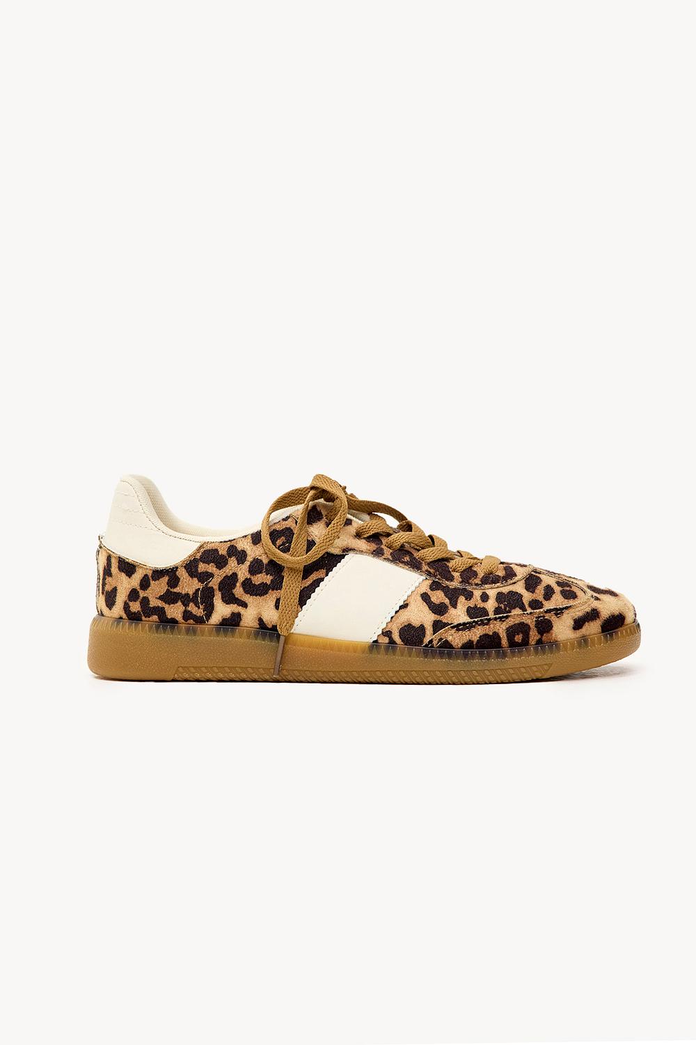 Brown trainers with leopard print