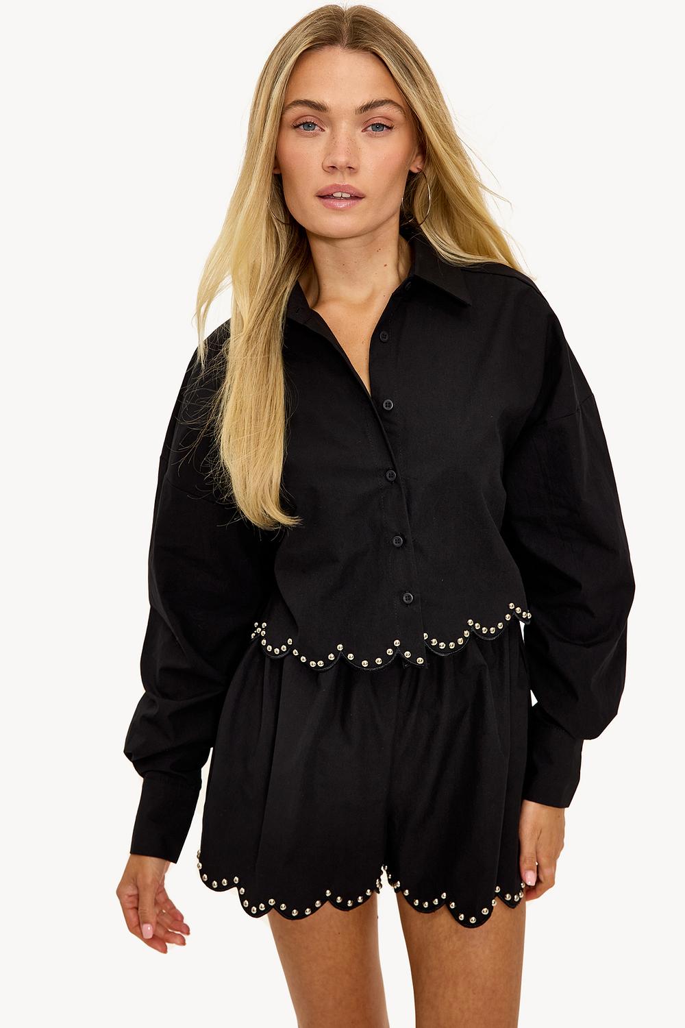 Black shorts with studs