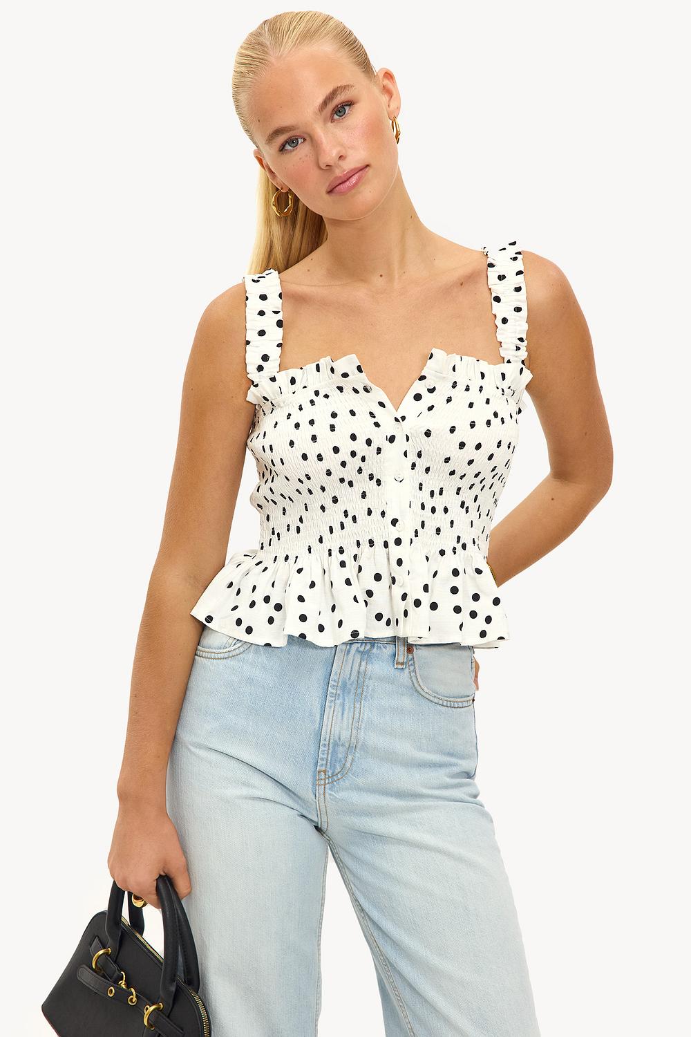 Top blanco con lunares
