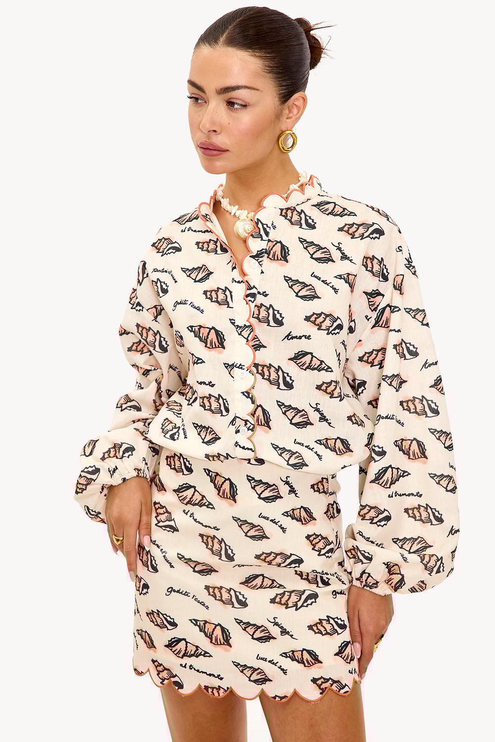 Offwhite blouse met print