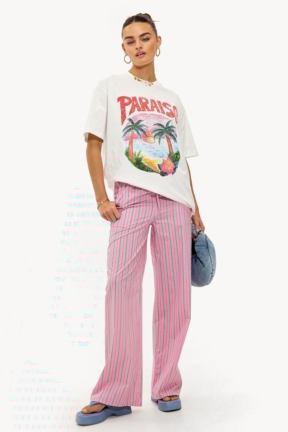 Pantalón de rayas rosa