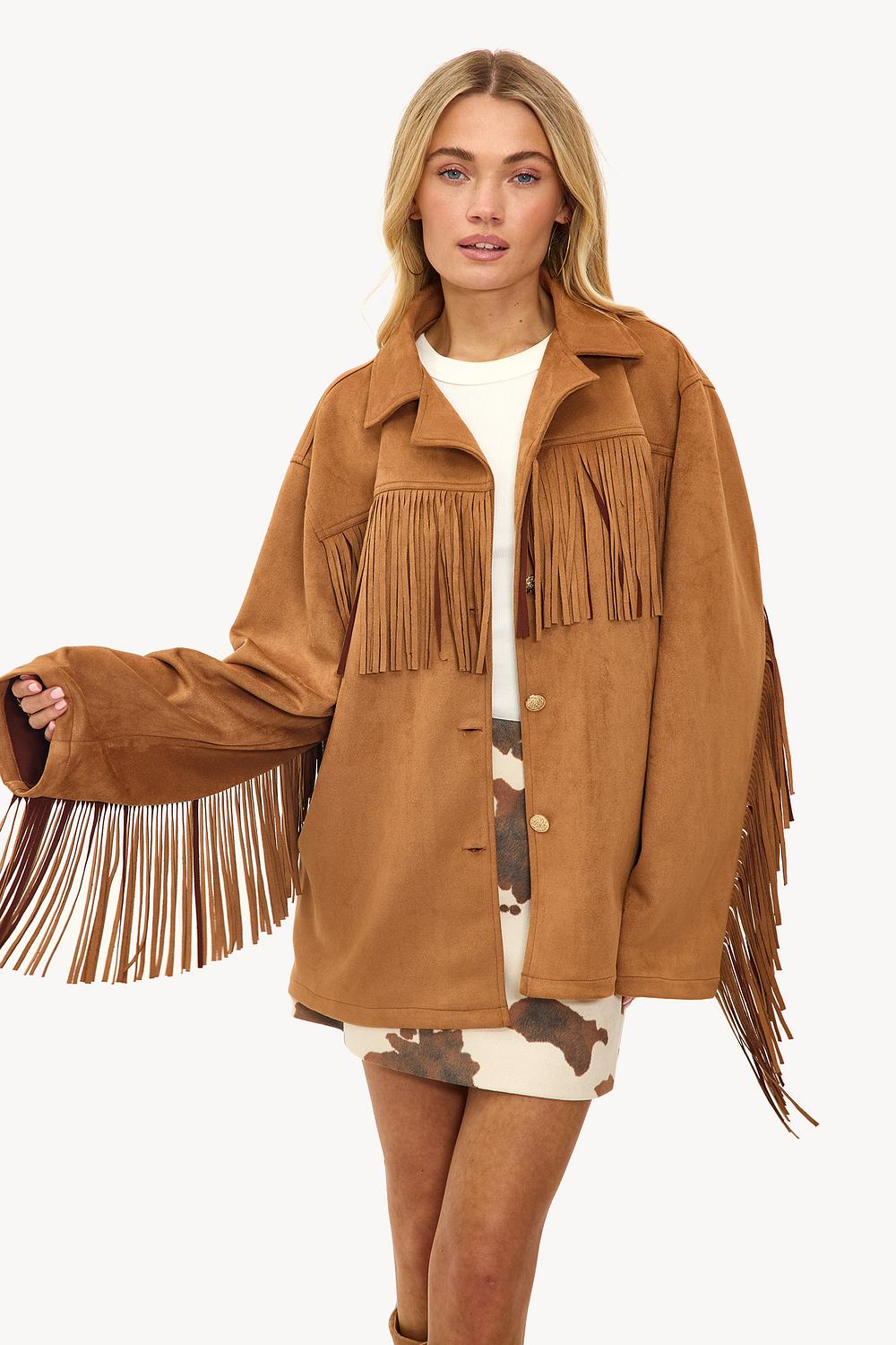 Veste marron à franges