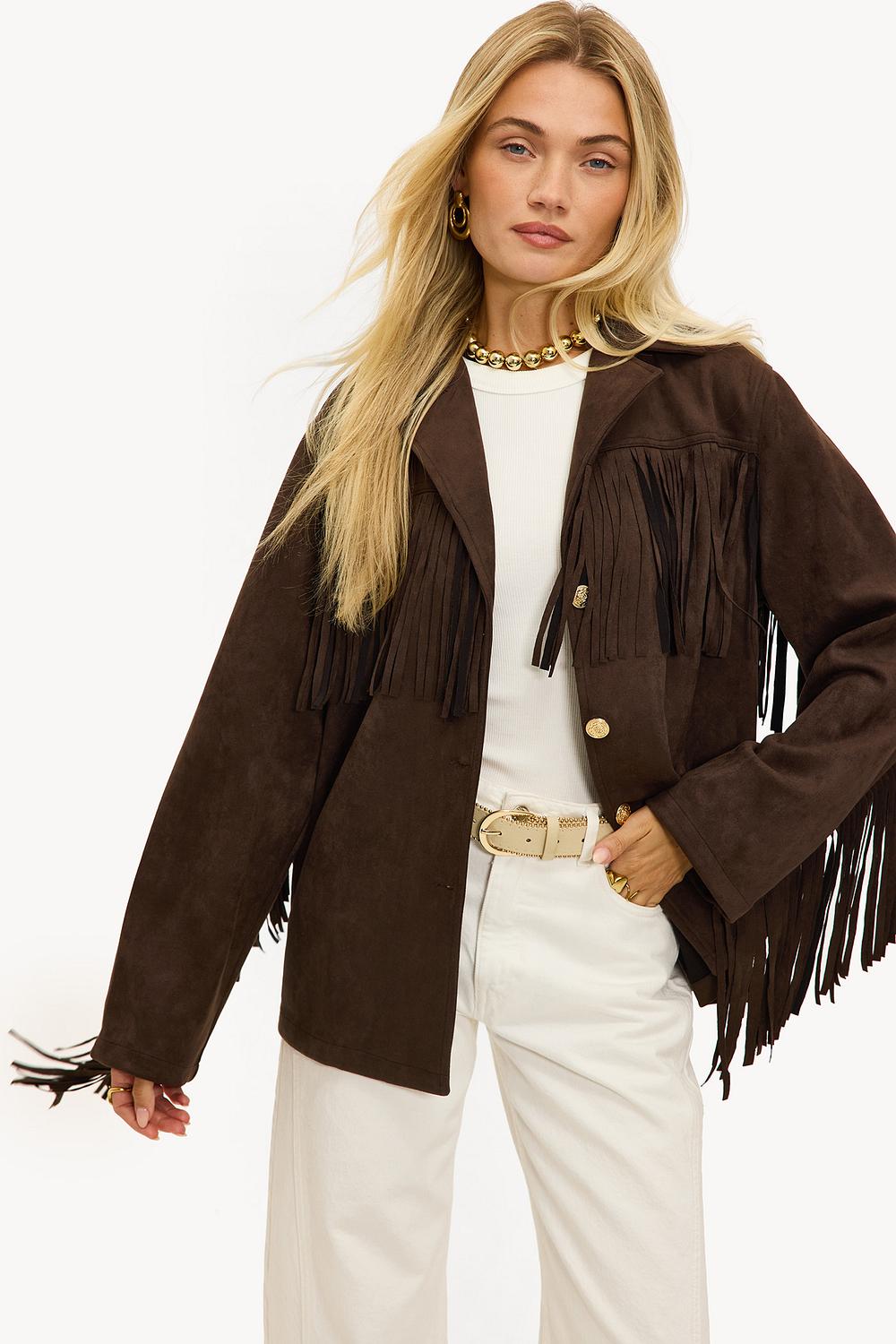Brown jacket with fringes