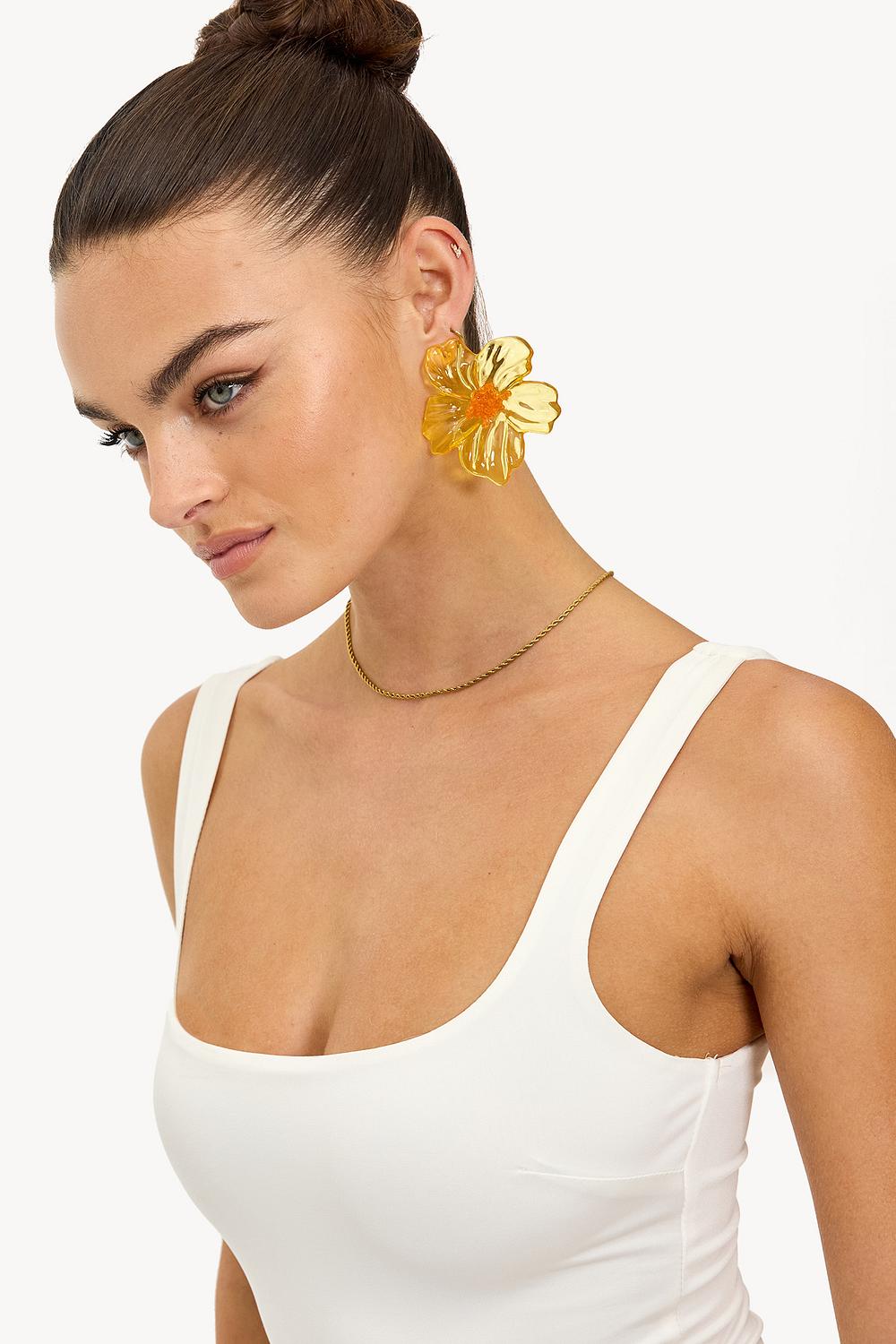 Boucles d'oreilles fleurs orange