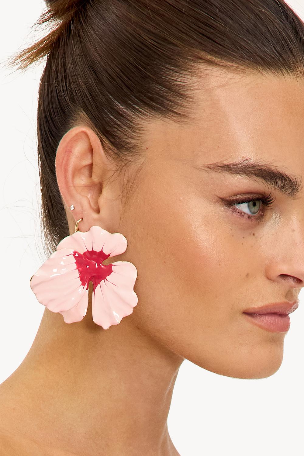 Pink flower earrings