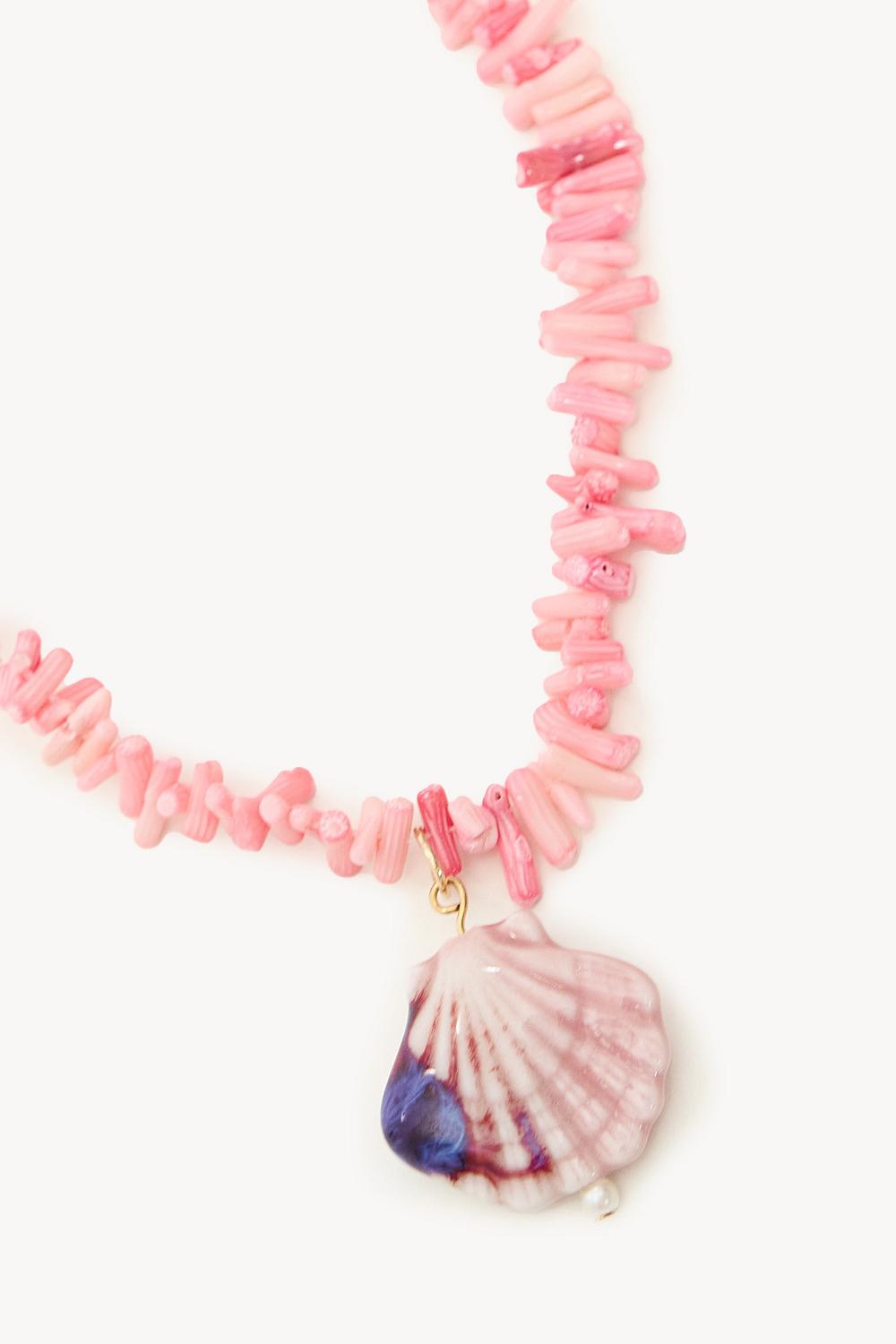 Bague rose avec coquillage