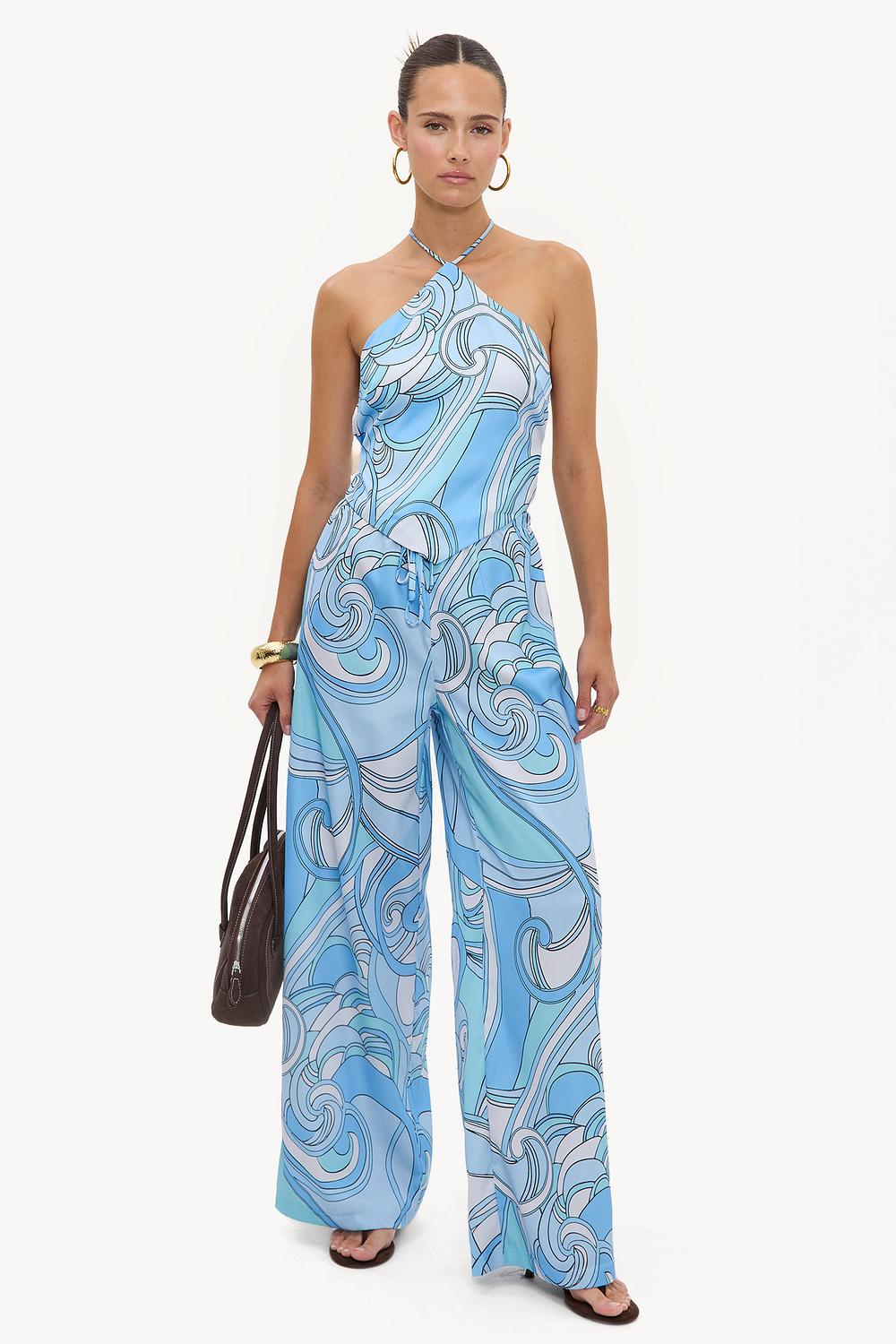 Pantalones azul claro con estampado de remolinos