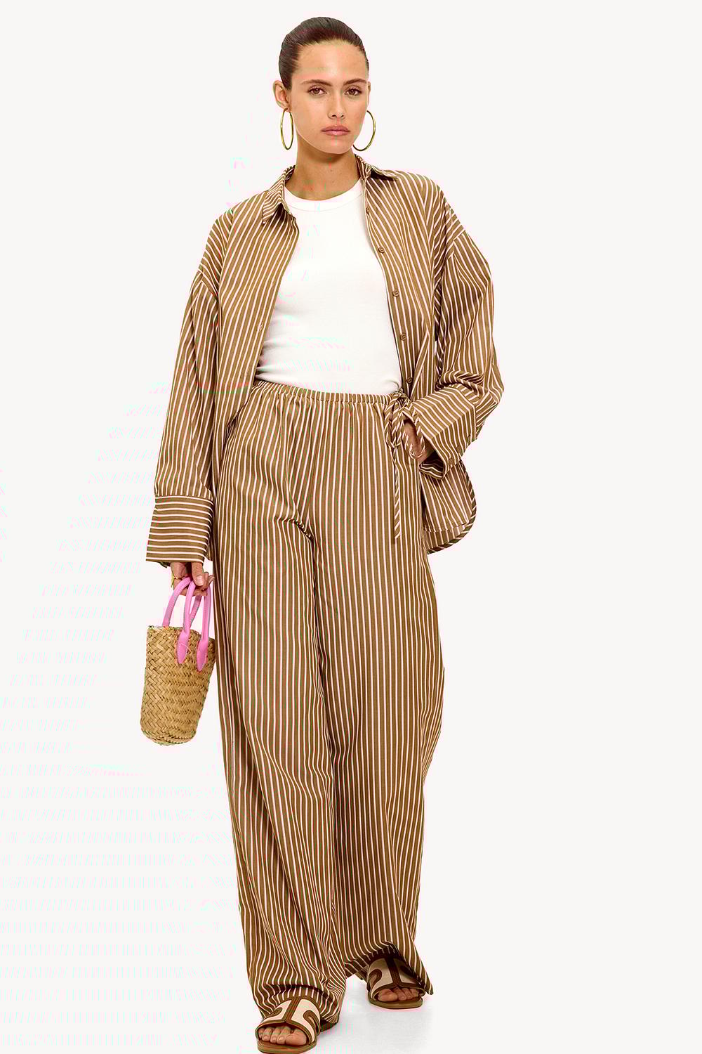 Pantalon à rayures marron