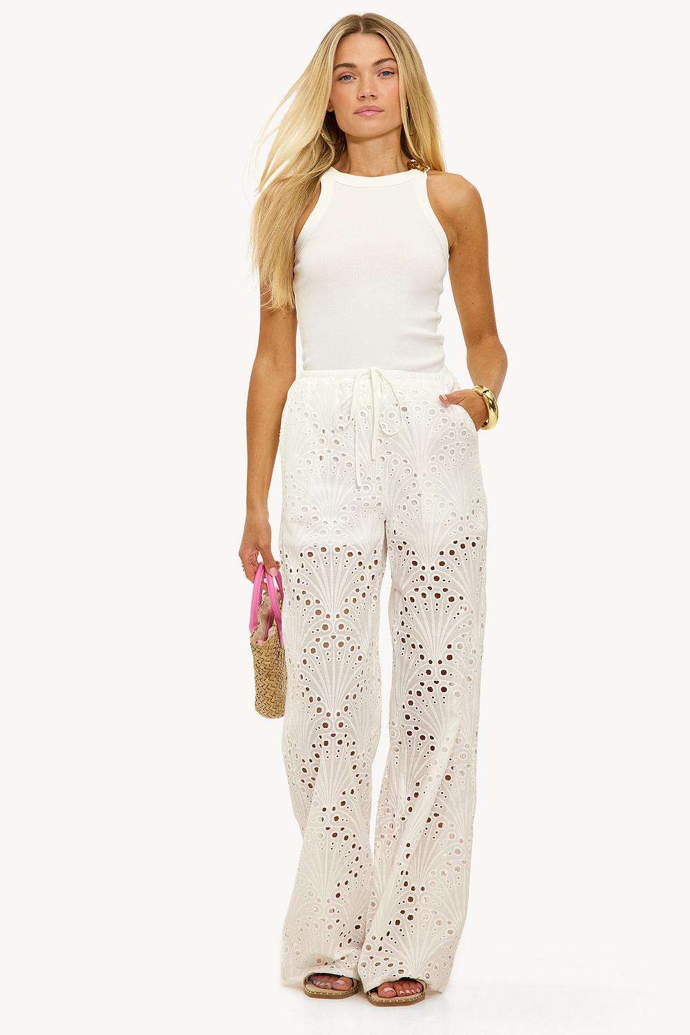 White pants with lace