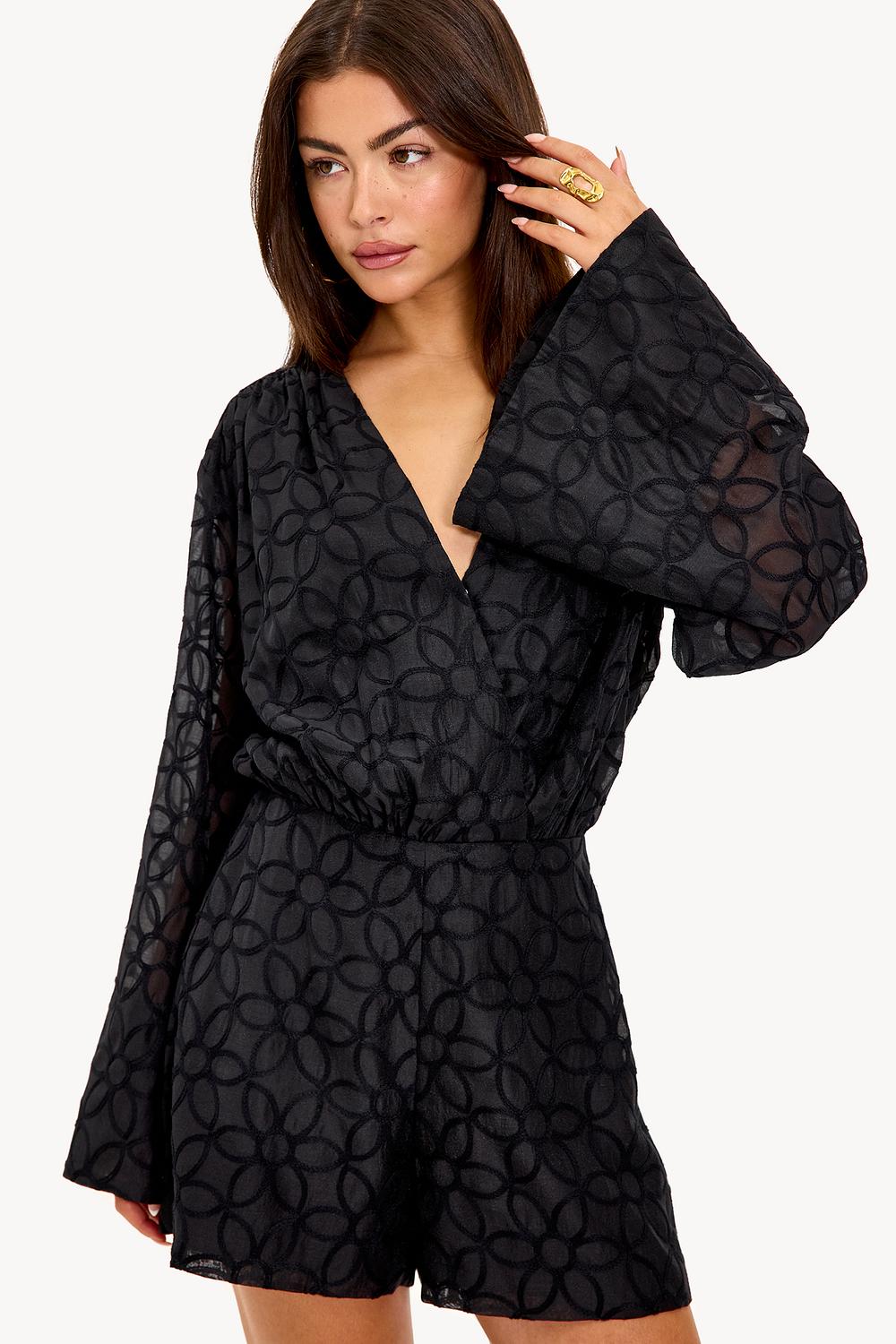 Black playsuit with print