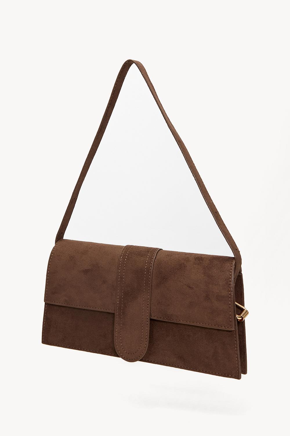 Brown suede-look bag
