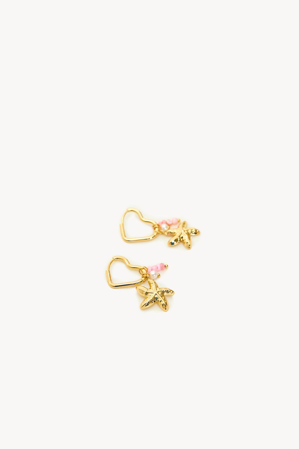 Pendientes corazon dorado con concha