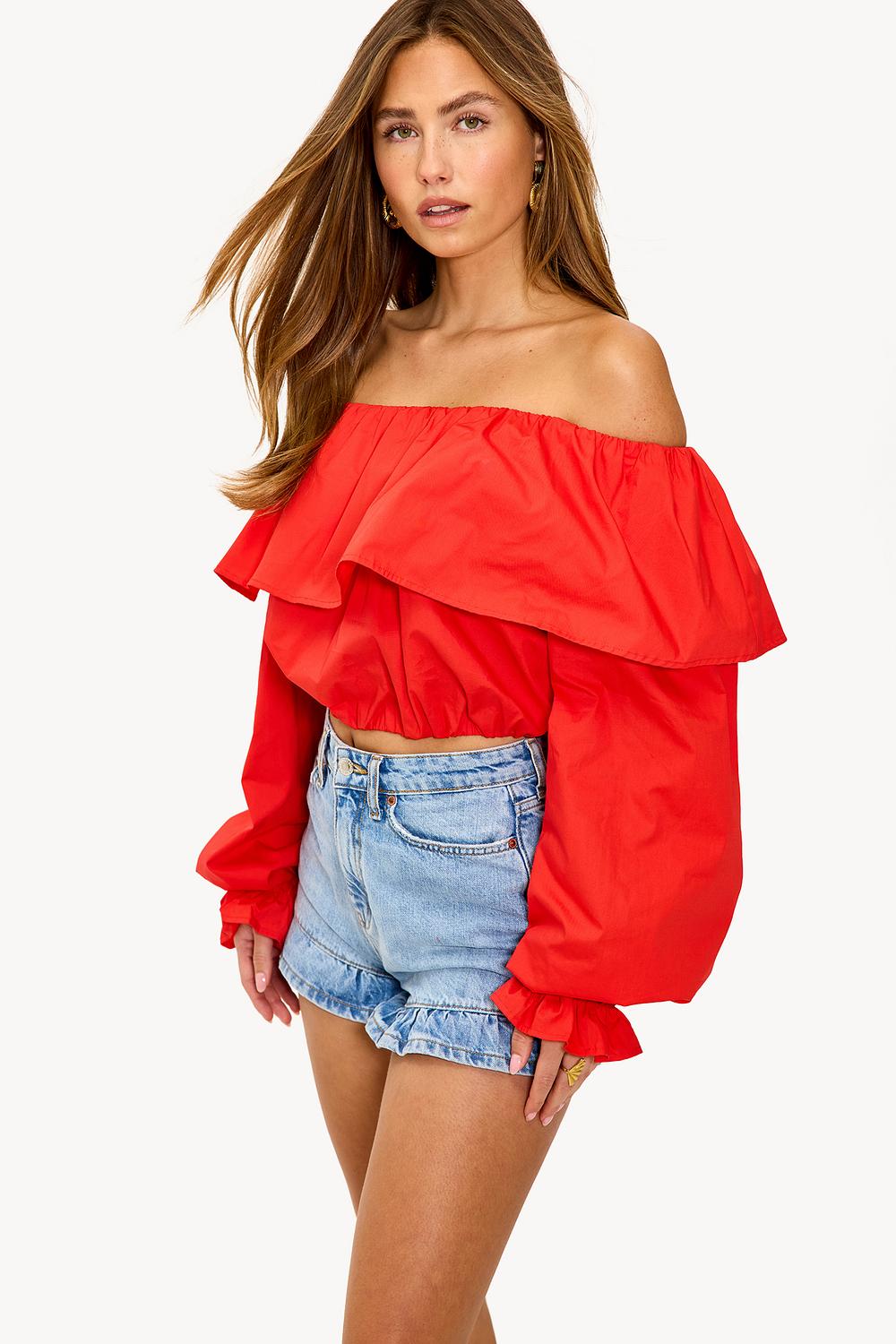 Rode offshoulder top