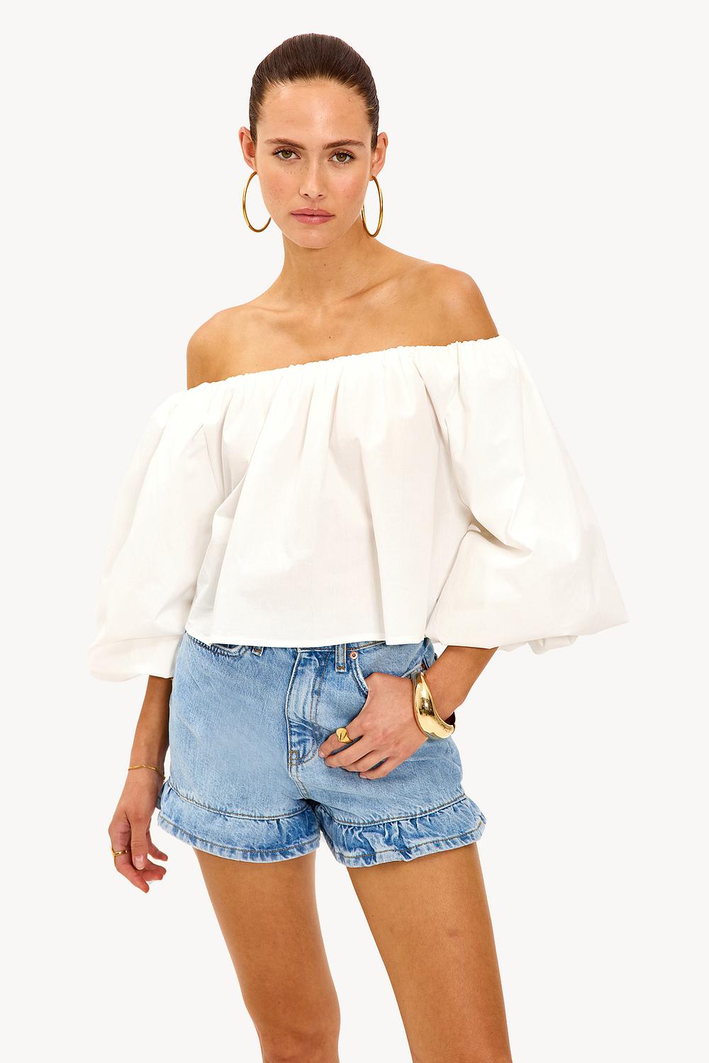 Top à épaulettes blanc