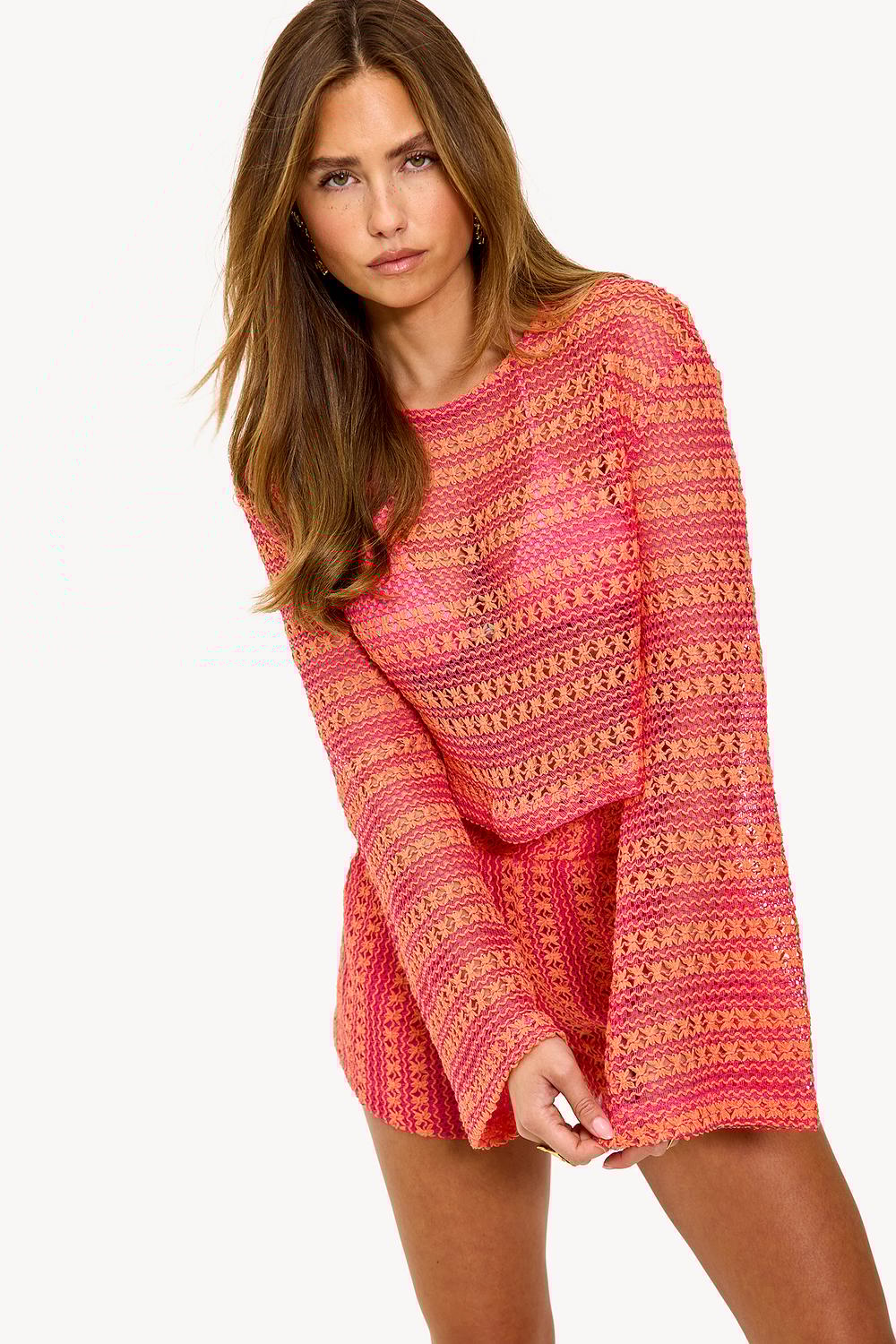 Haut en crochet orange