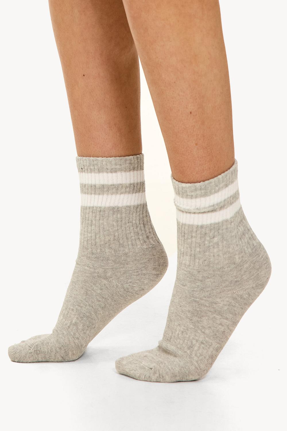 Grey socks with stripes