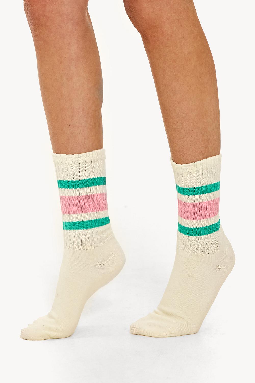 White socks with stripes