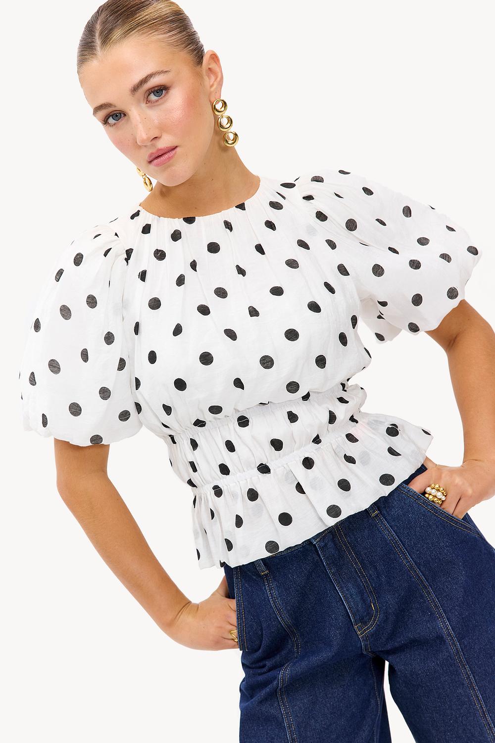 Witte top met stippen