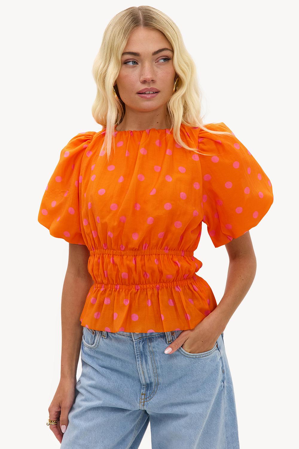 Orange polka dot top
