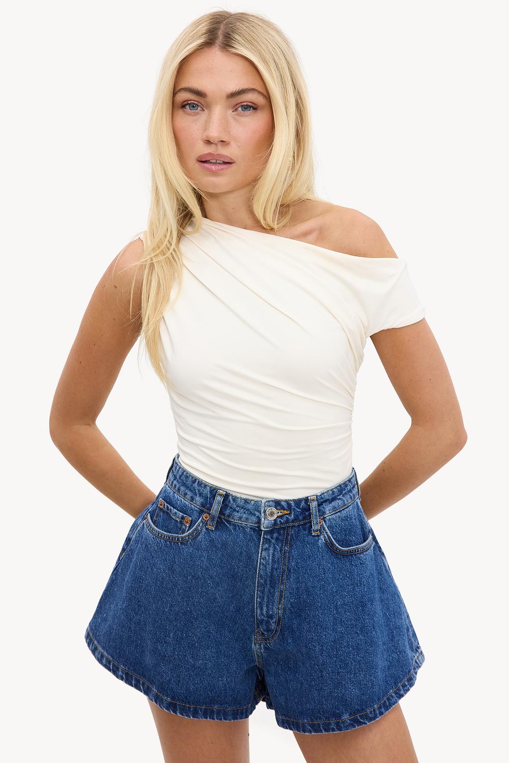 Dark blue denim shorts