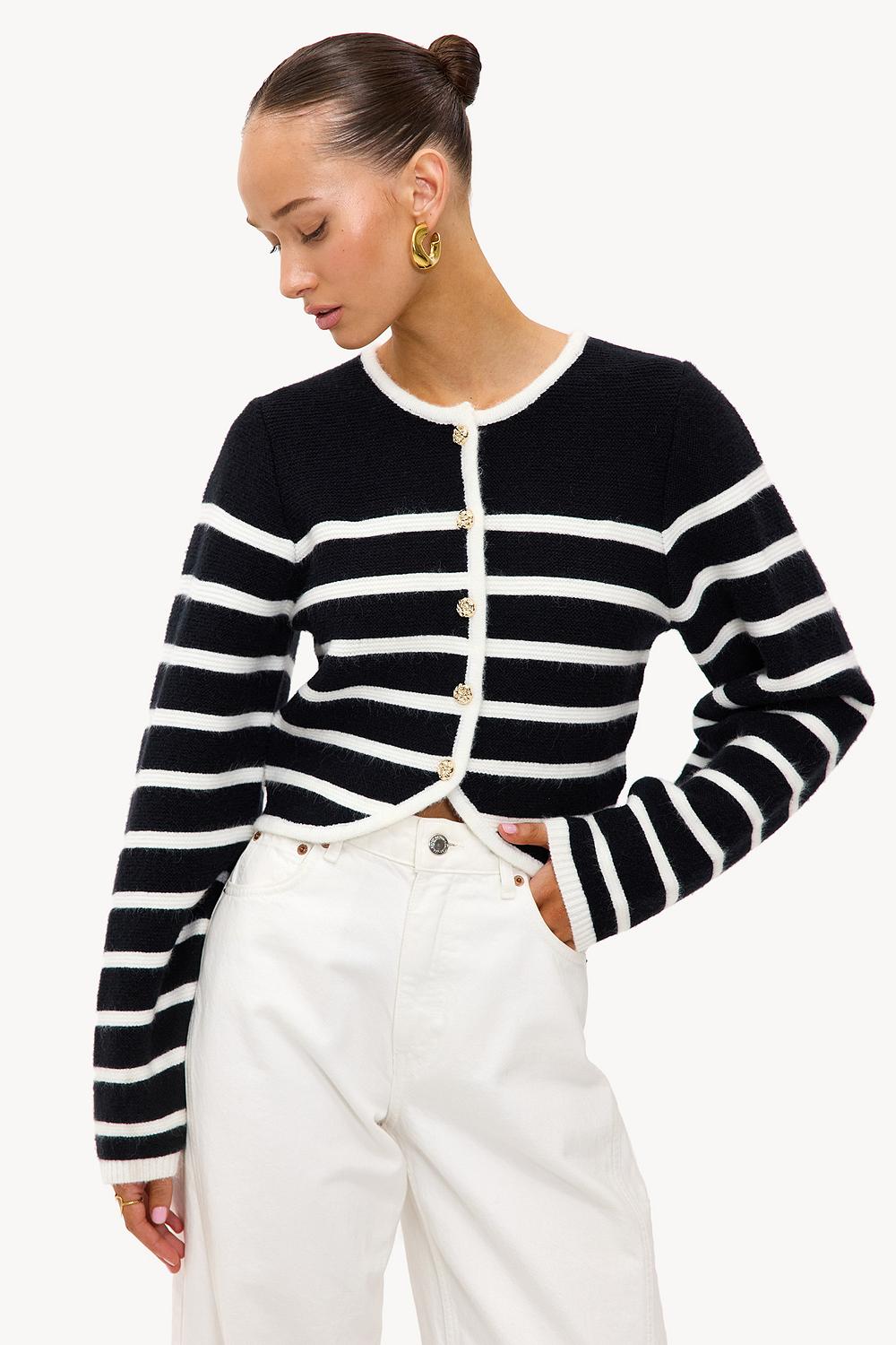Cardigan noir à rayures