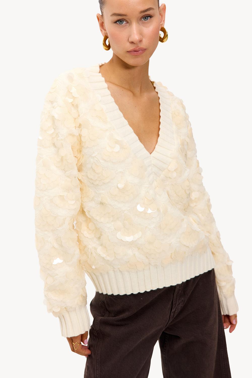 Beige trui met pailetten