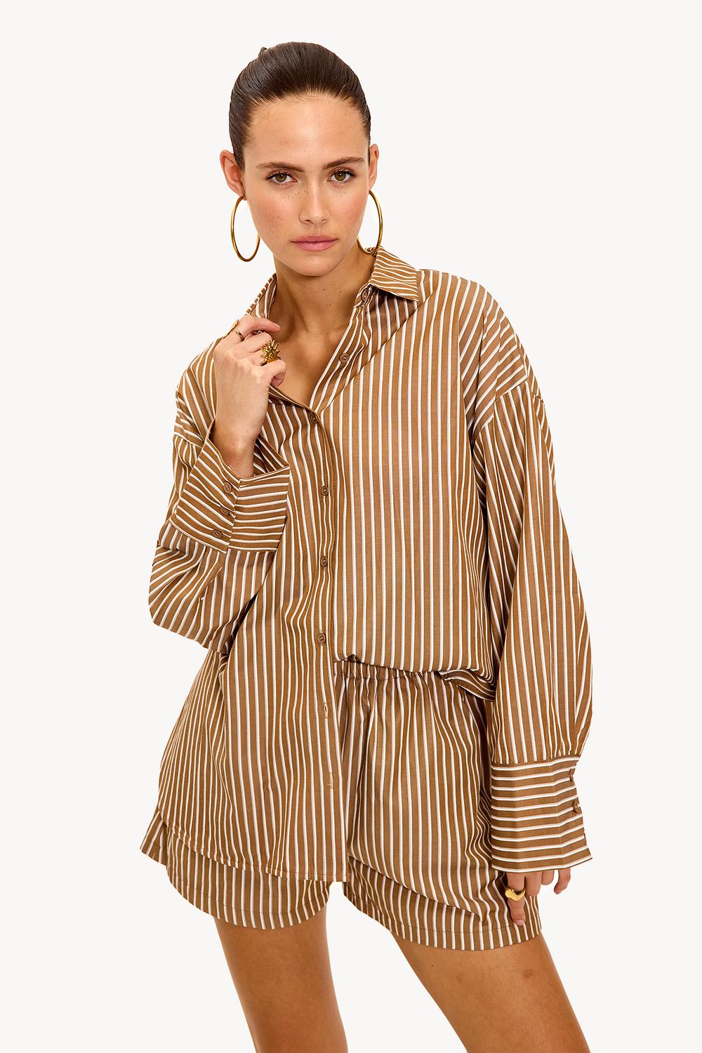 Blusa marrón con rayas