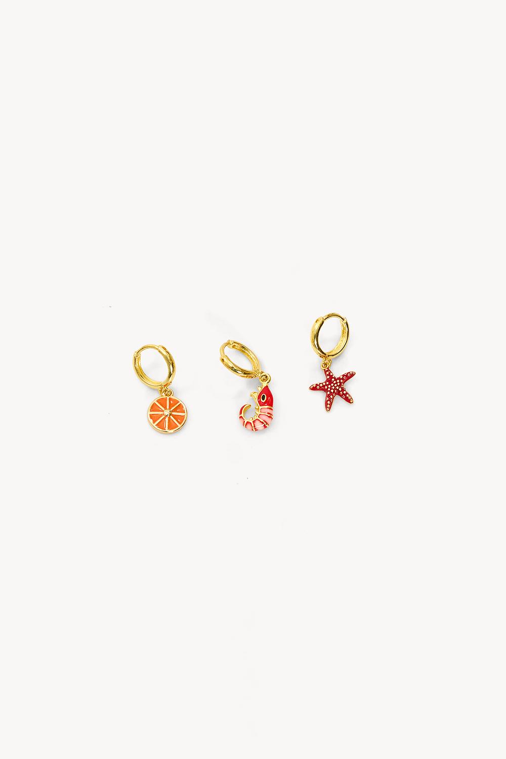 3-pack gouden oorbellen met hangers