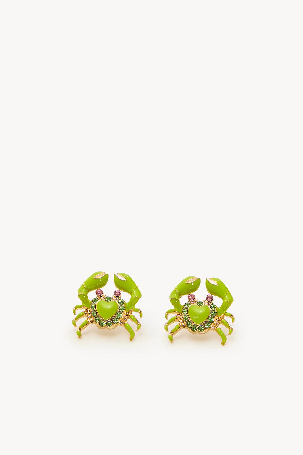 Groene oorbellen met krab
