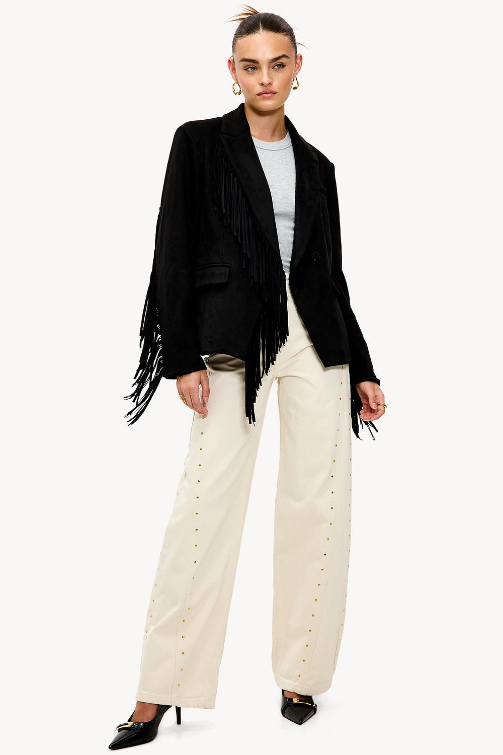 Pantalon écru avec clous