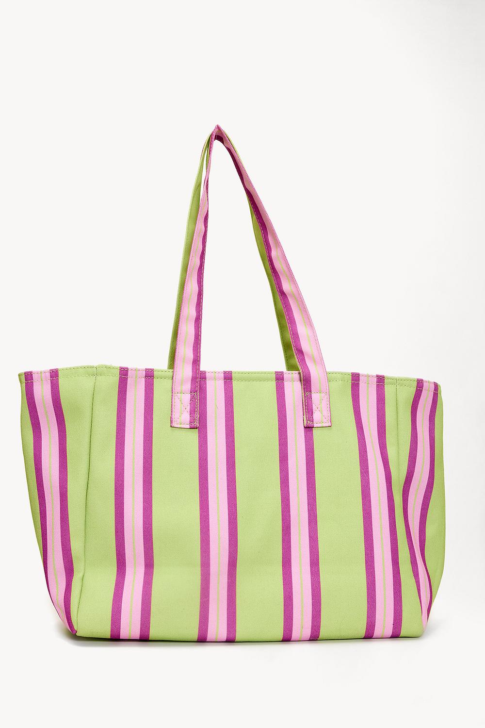 Green bag with stripes