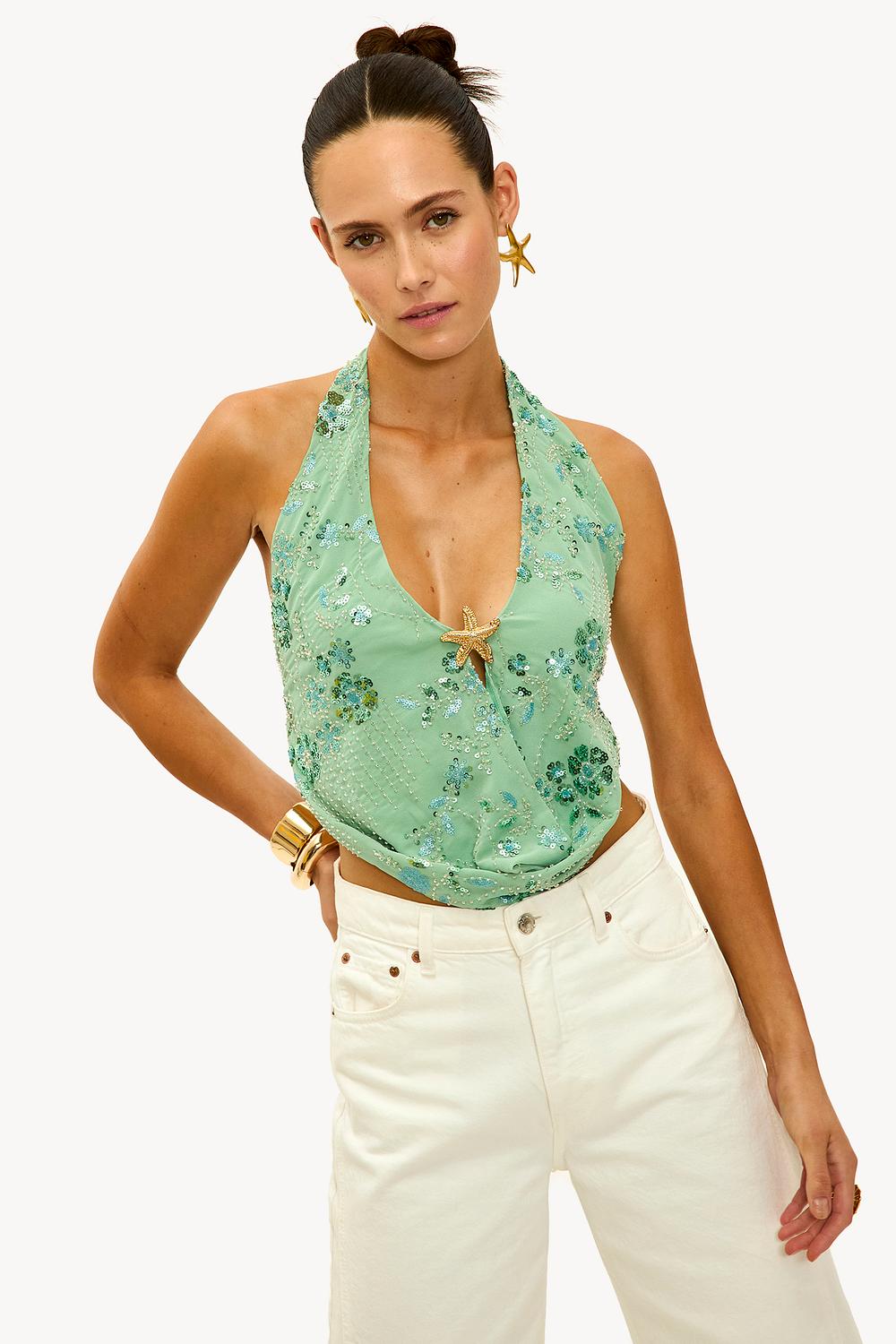 Turquoise haltertop