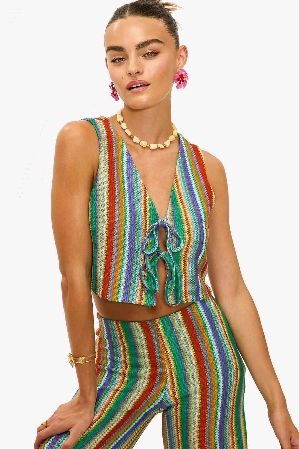 Top verde con estampado