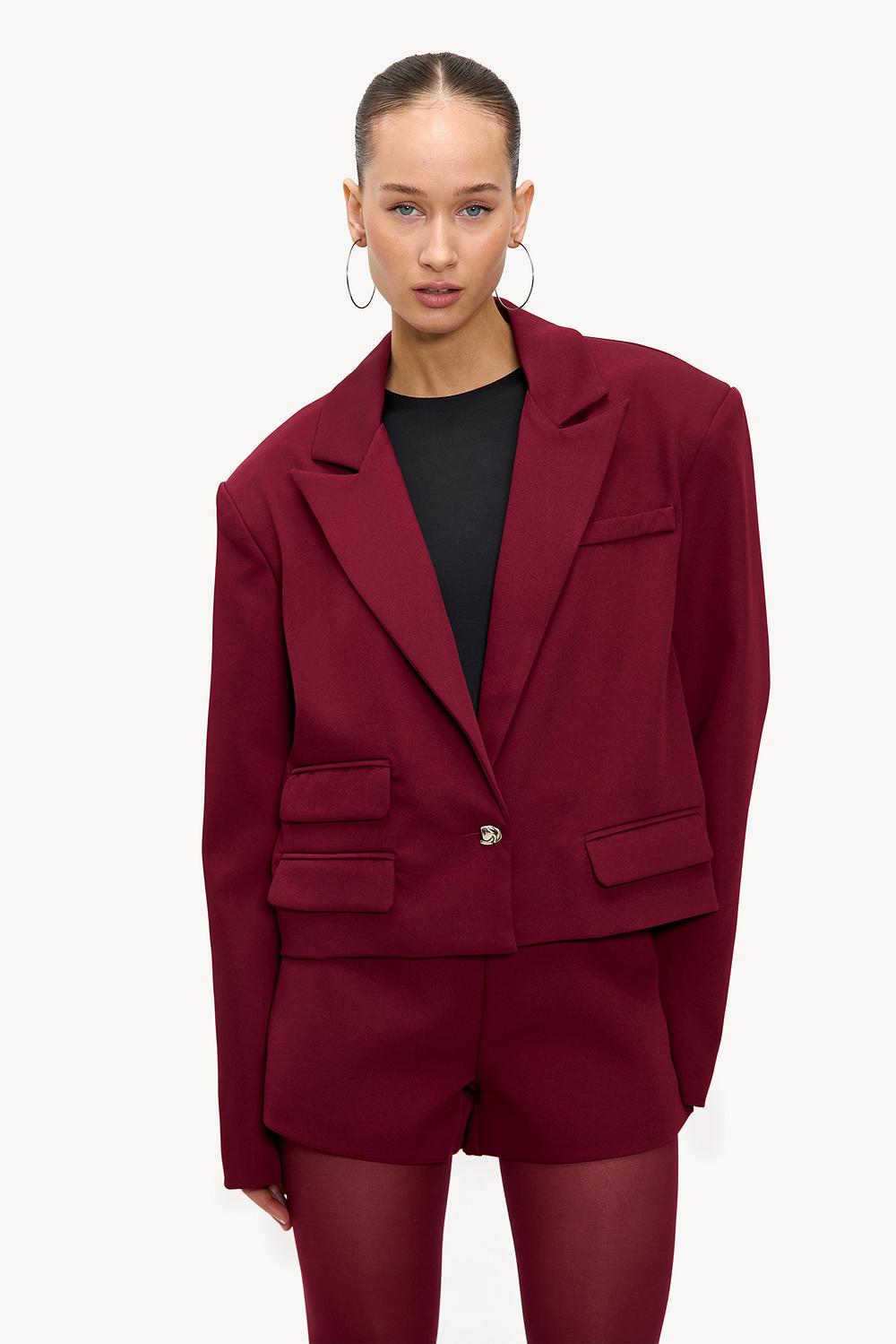Burgundy cropped blazer