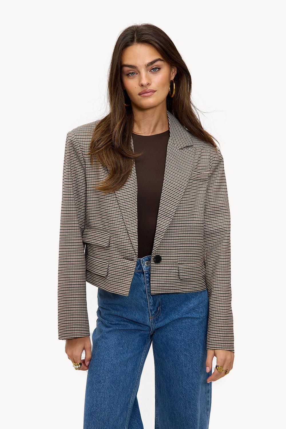 Brown checkered blazer
