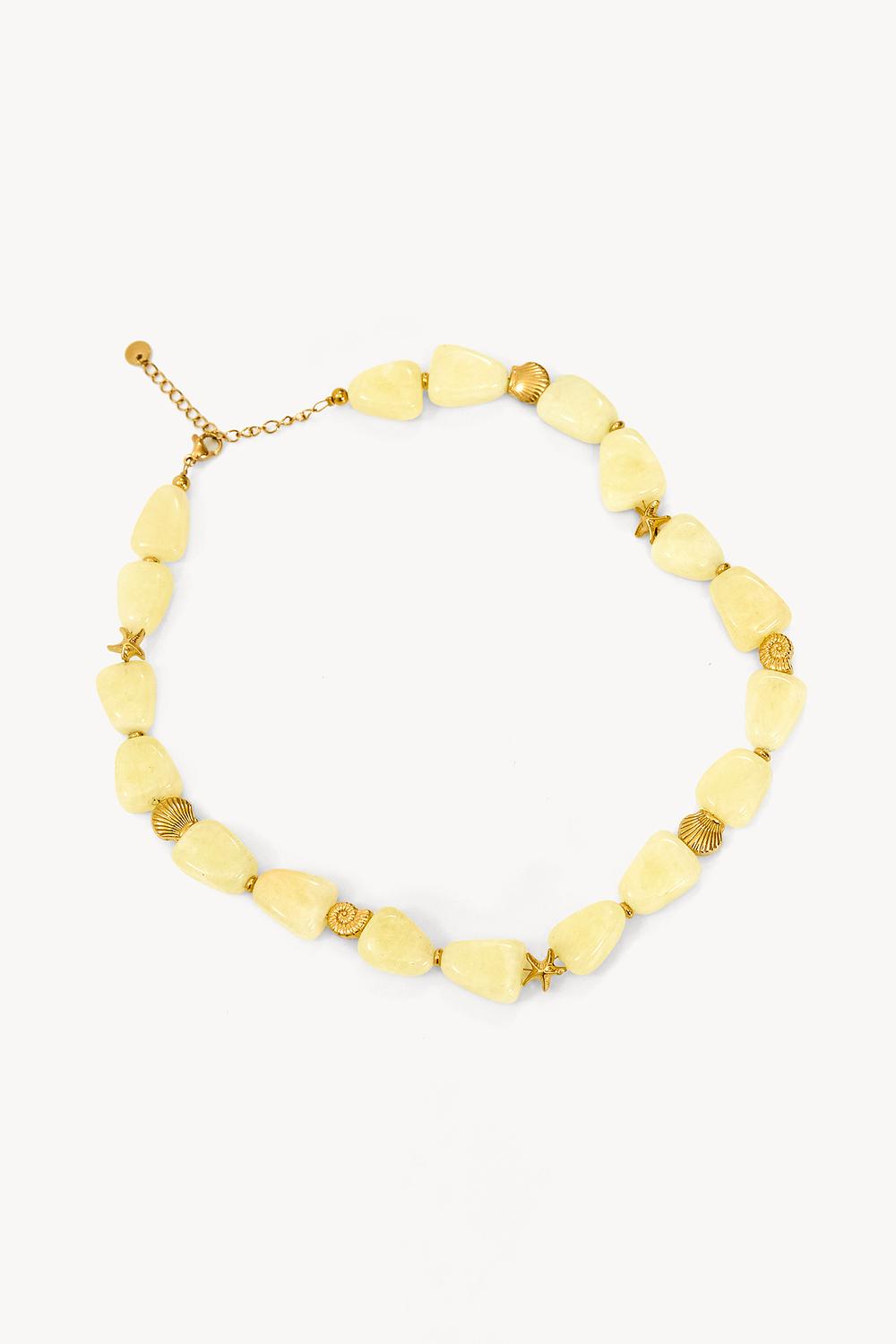 Yellow necklace with beads