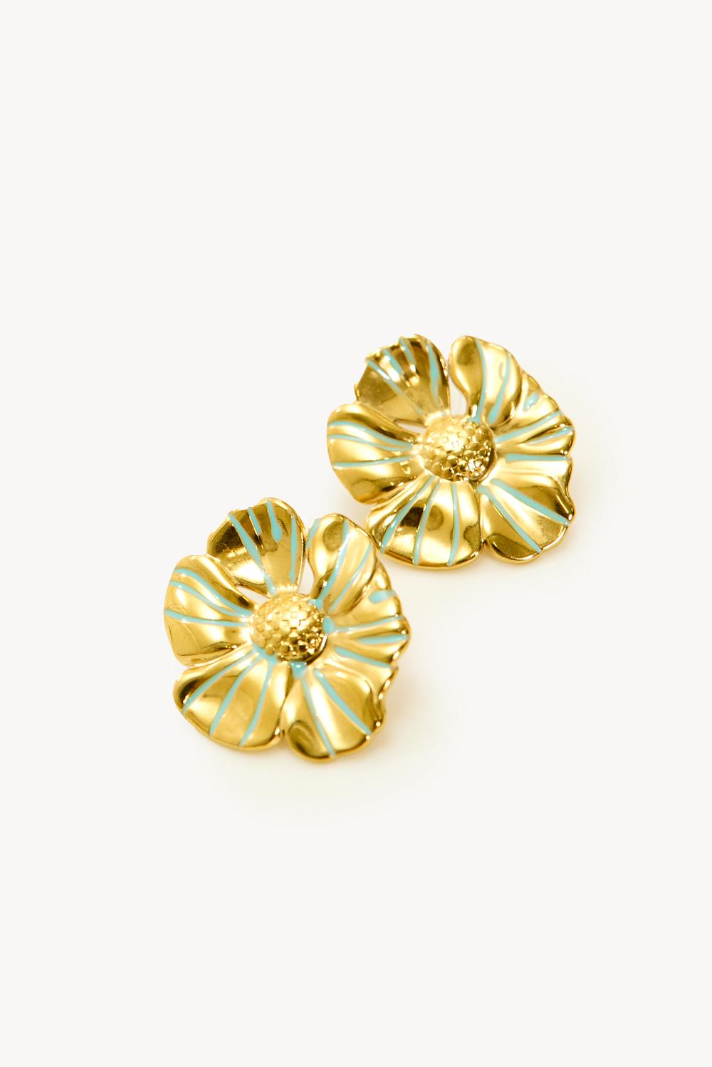 Boucles d'oreilles dorées avec fleur