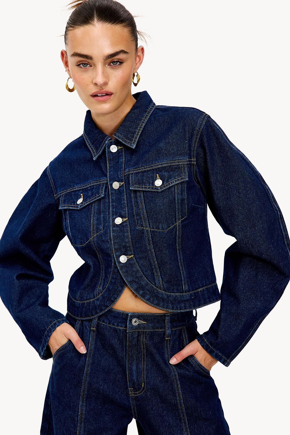 Donkerblauw denim jacket