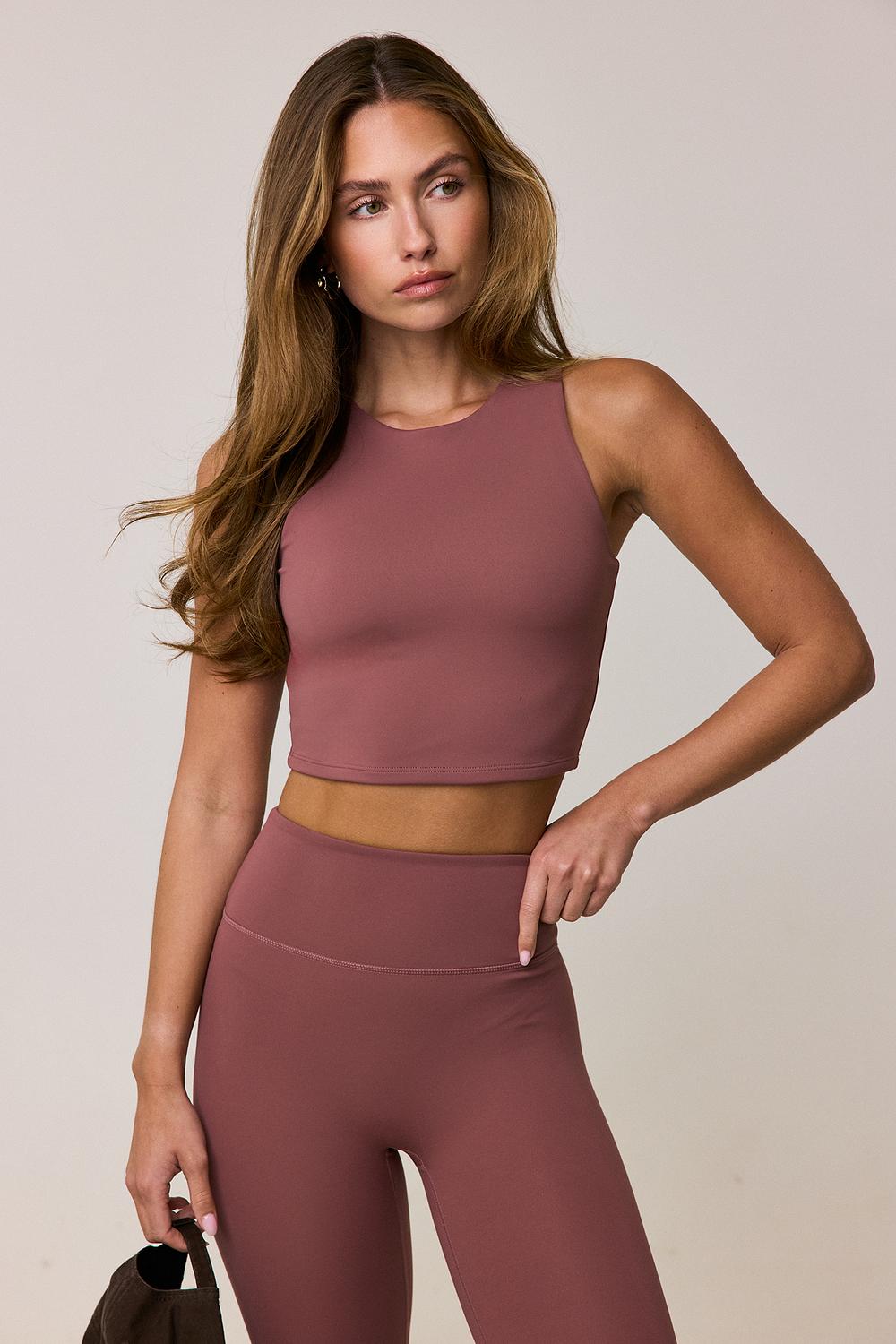 Mauve pink cropped sports top