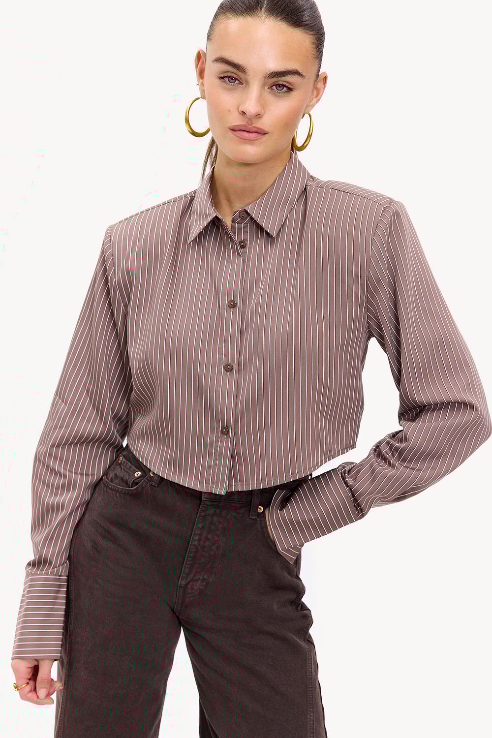 Blusa marrón a rayas
