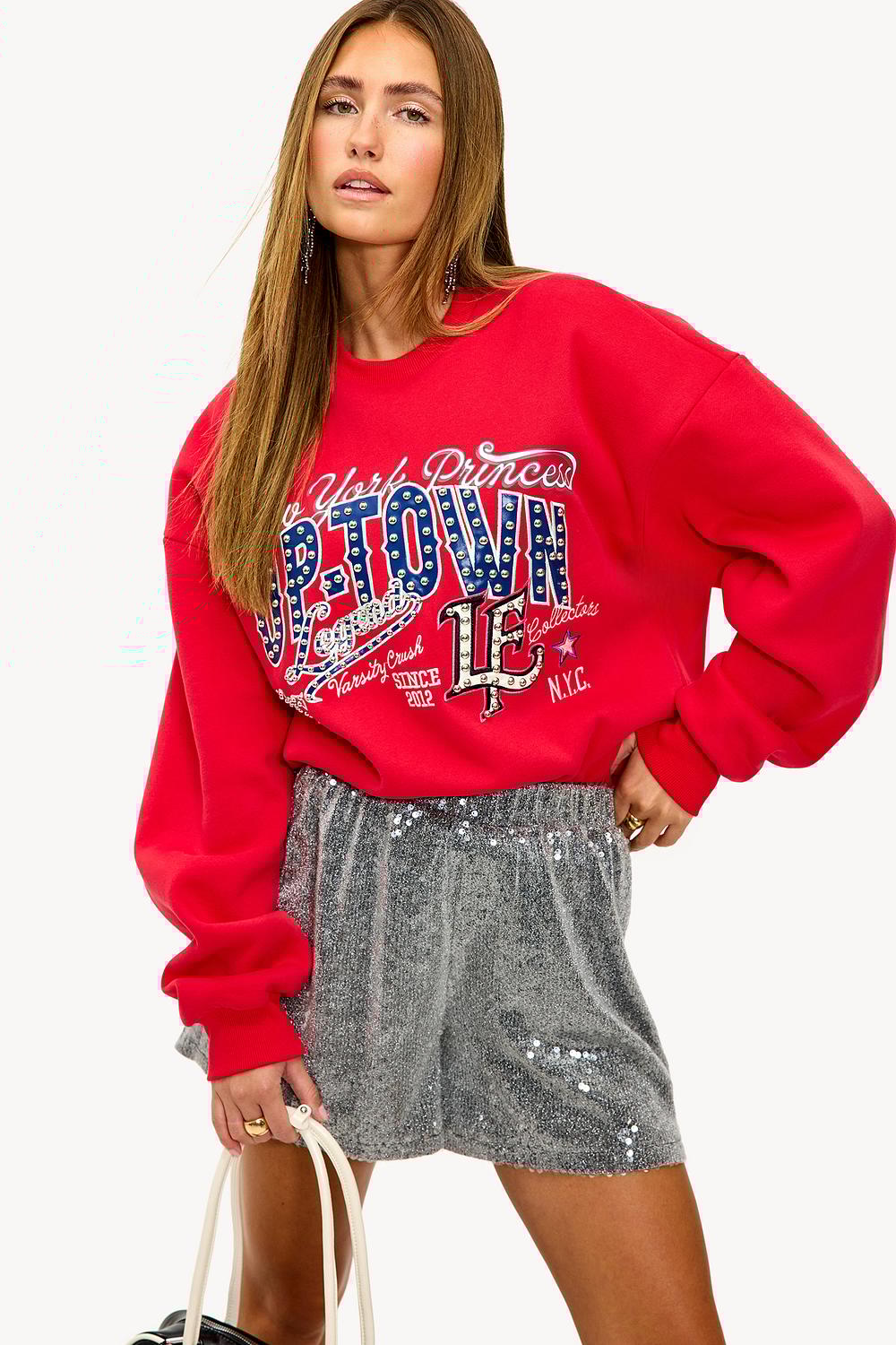 Pull rouge avec imprimé