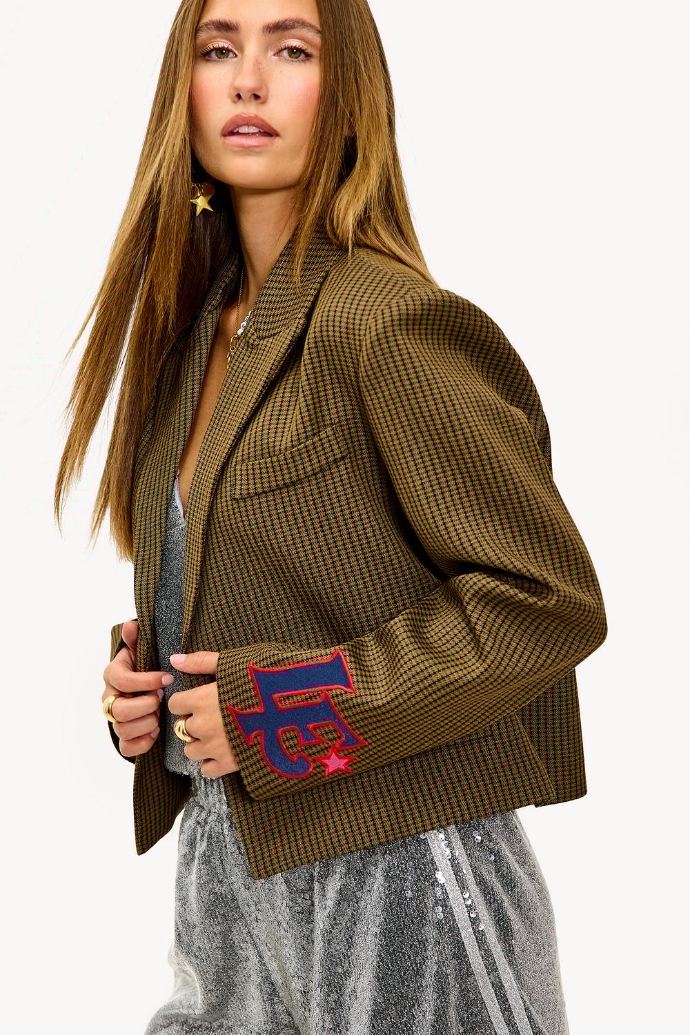 Blazer à carreaux marron