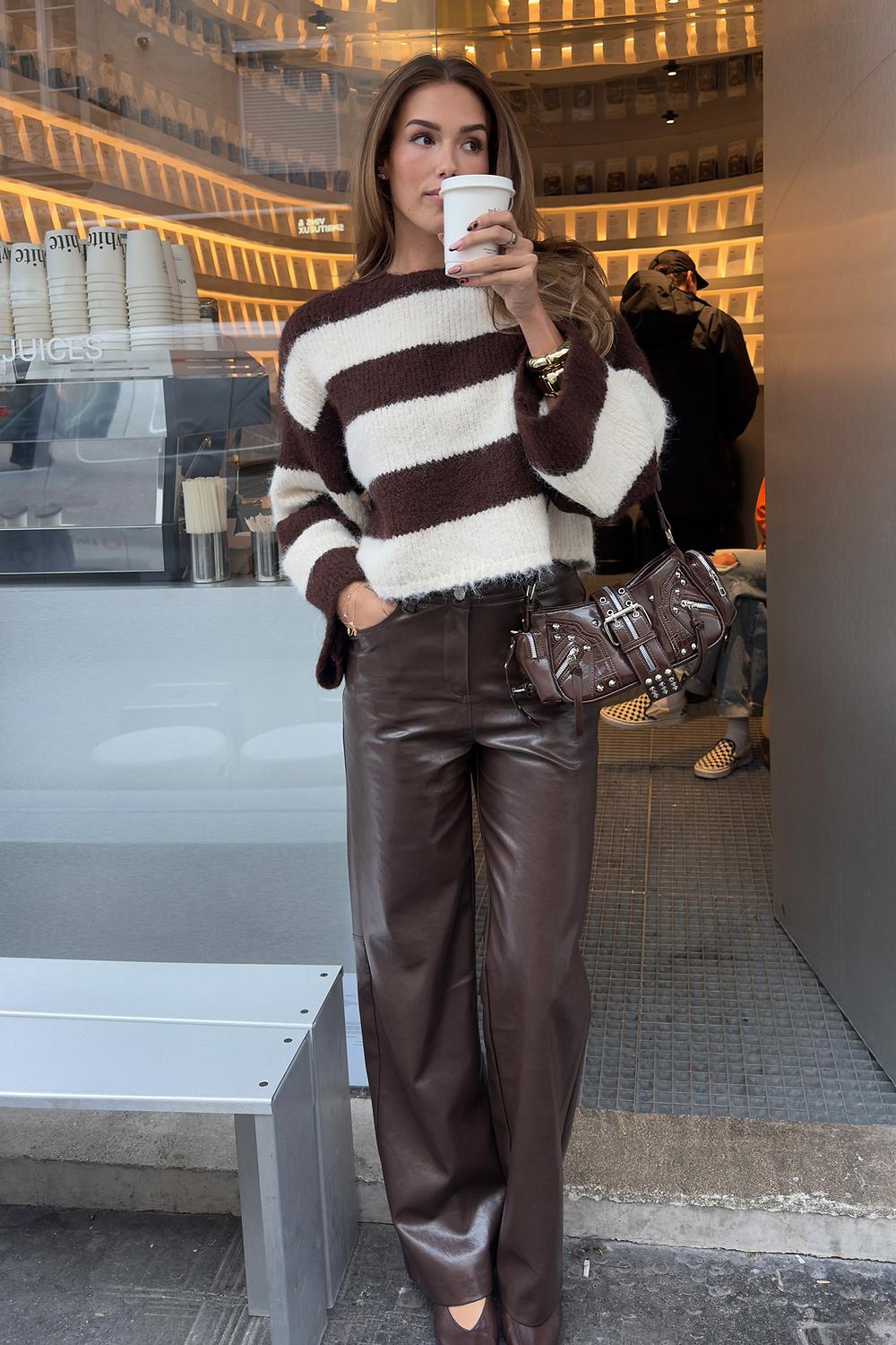 Brown PU pants