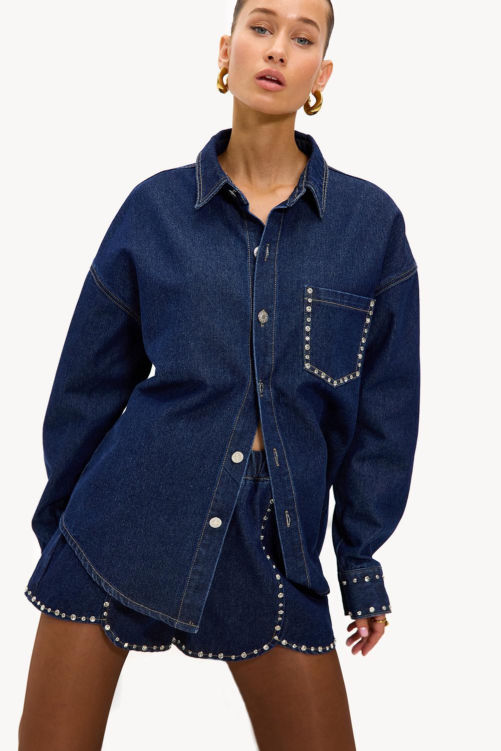 Dark blue denim blouse