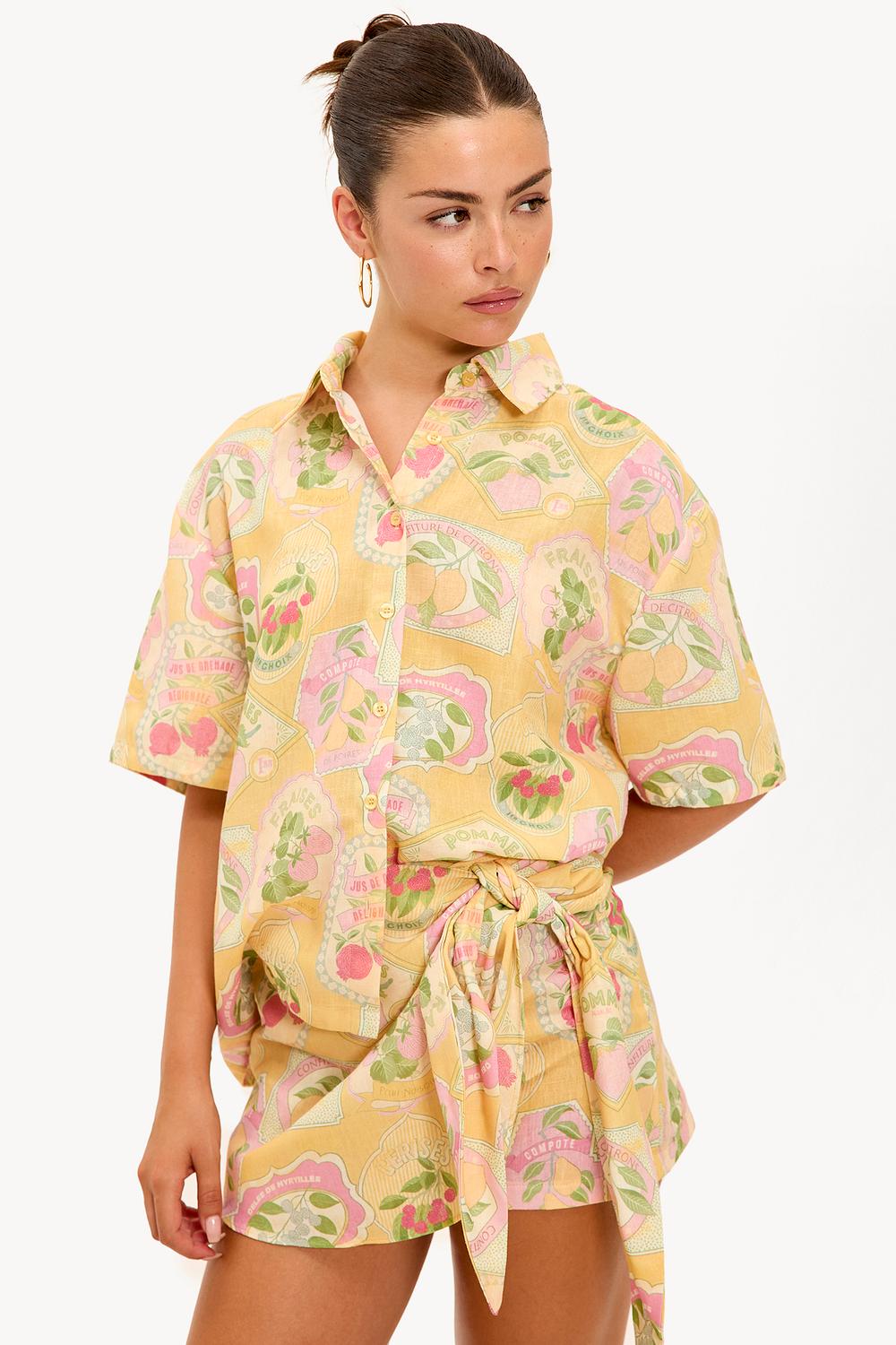 Blouse jaune à imprimé
