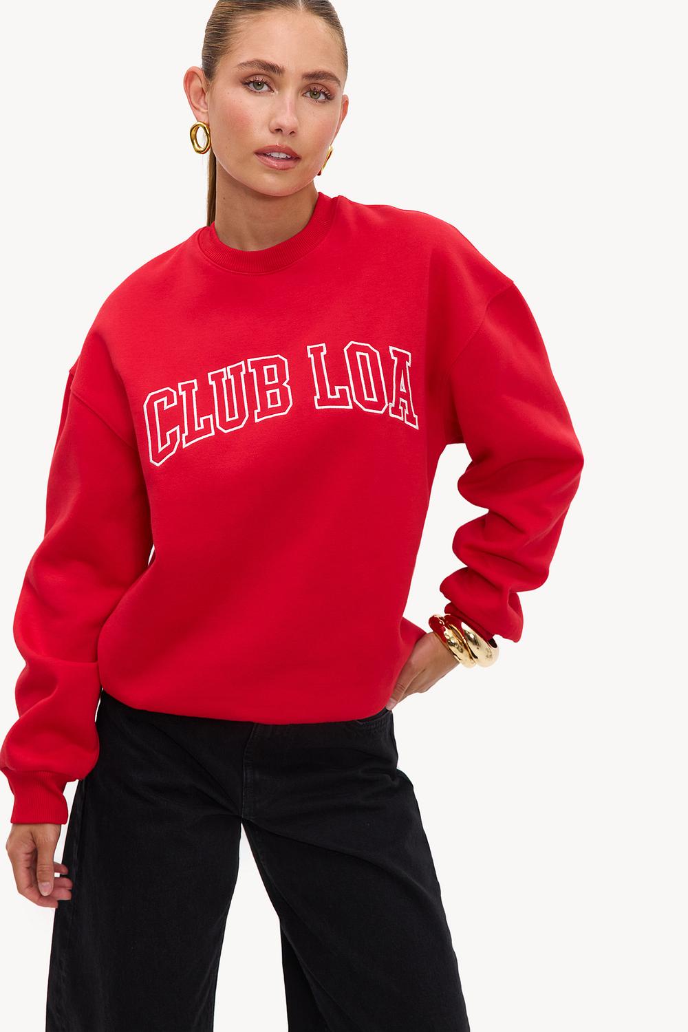 Pull rouge imprimé
