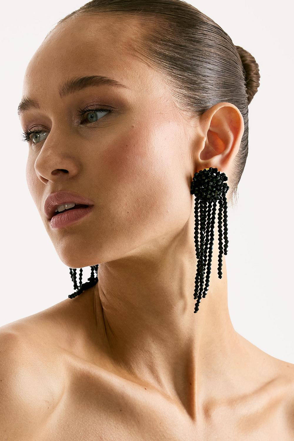 Black beaded earrings